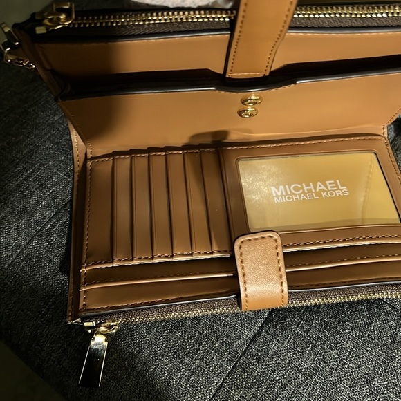 MICHAEL KORS Jet Set Travel Double Zip Phone Case Card Holder Wristlet Wallet - Picture 5 of 9